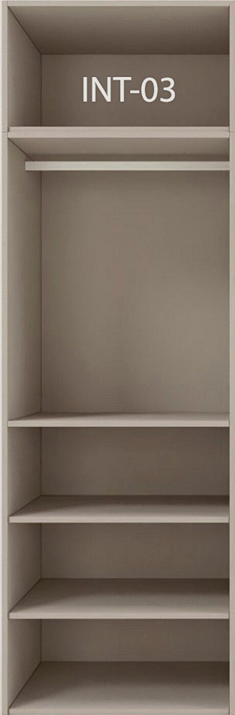 Interior de armario a medida con barras y baldas modelo INT-03 de BNZ Mueble