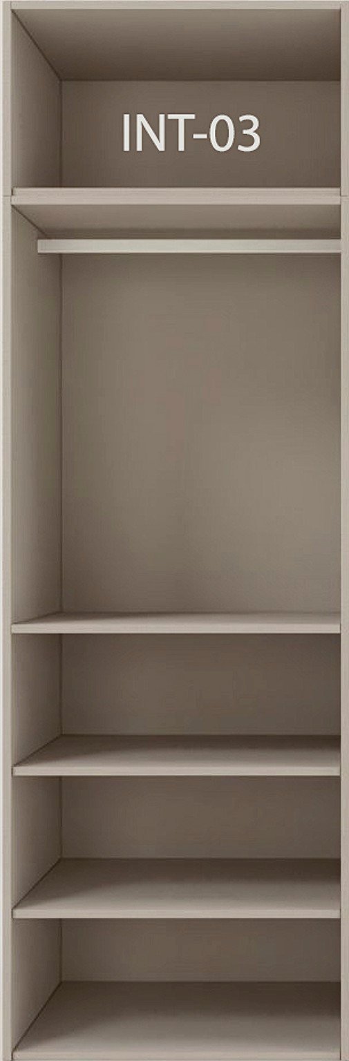 Interior de armario a medida con barras y baldas modelo INT-03 de BNZ Mueble