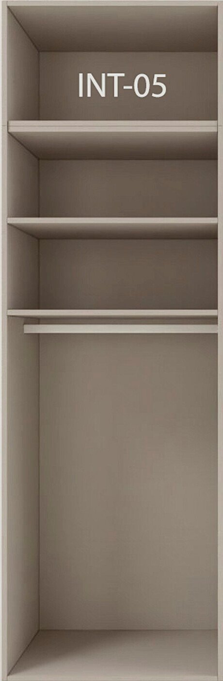 Interior de armario a medida con barras y baldas modelo INT-05 de BNZ Mueble