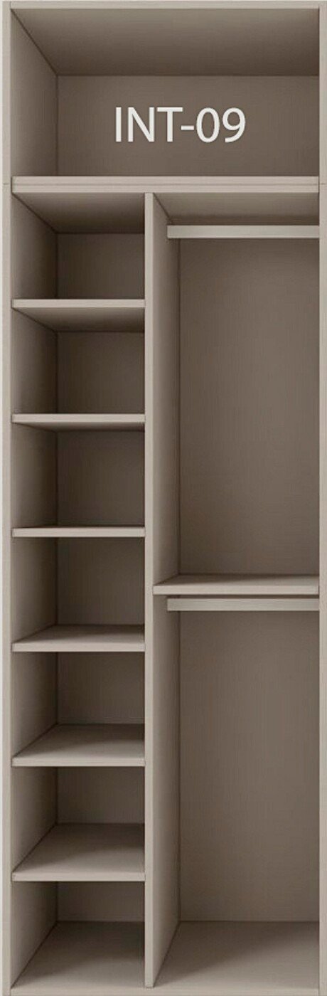 Interior de armario a medida con barras y baldas modelo INT-09 de BNZ Mueble