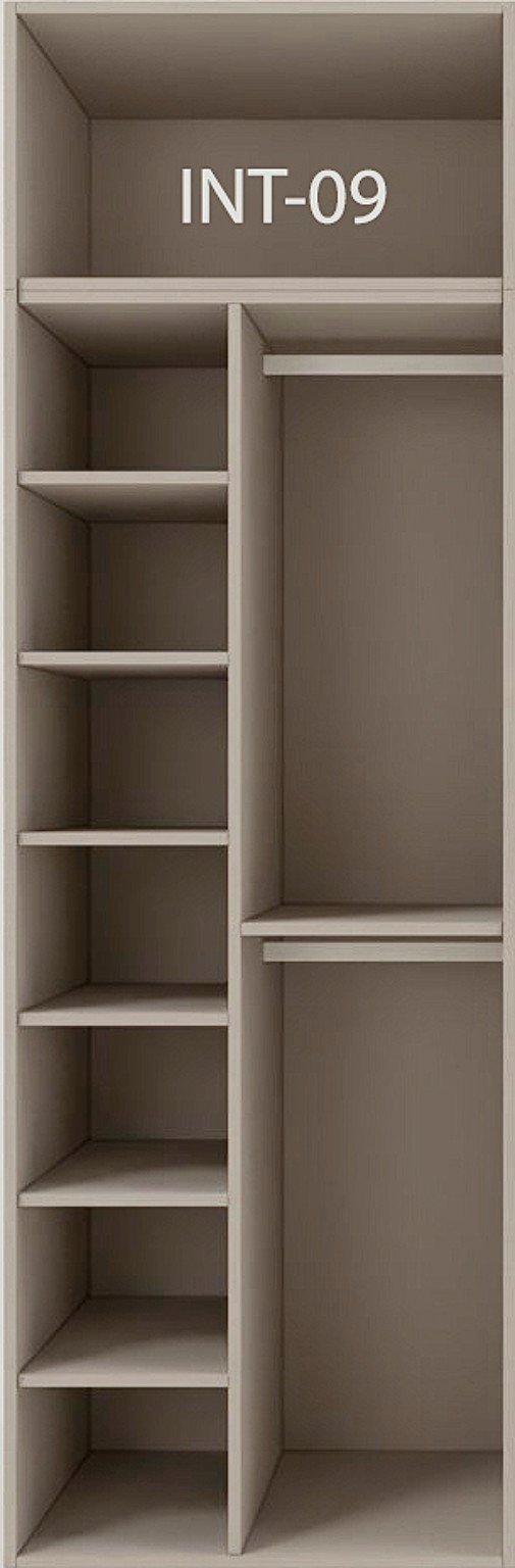 Interior de armario a medida con barras y baldas modelo INT-09 de BNZ Mueble