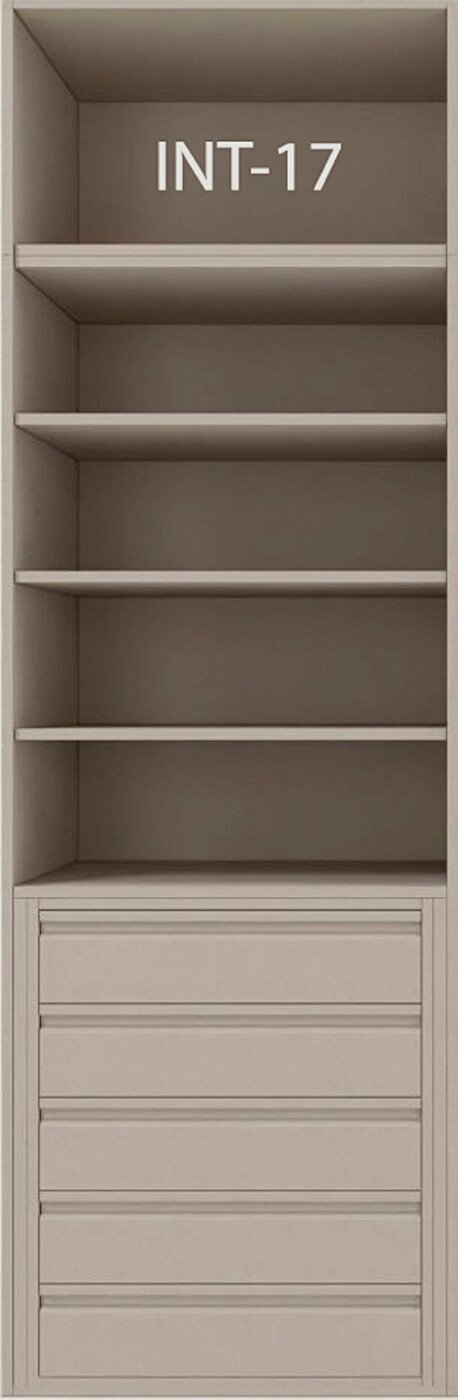 Interior de armario a medida con cajonera, barras y baldas modelo INT-17 de BNZ Mueble
