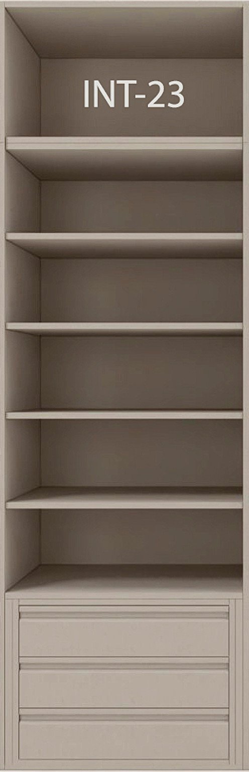 Interior de armario a medida con cajonera, barras y baldas modelo INT-23 de BNZ Mueble