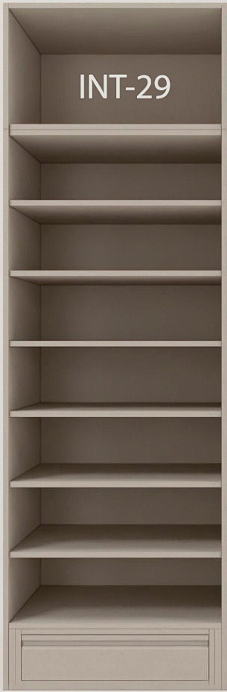 Interior de armario a medida con cajonera, barras y baldas modelo INT-29 de BNZ Mueble