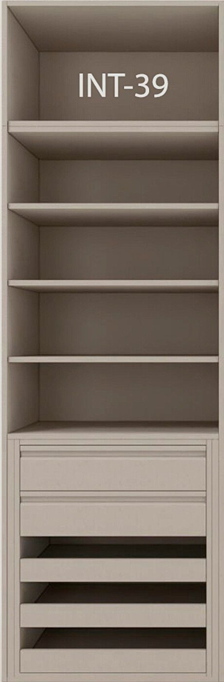 Interior de armario a medida con cajonera, barras y baldas modelo INT-39 de BNZ Mueble