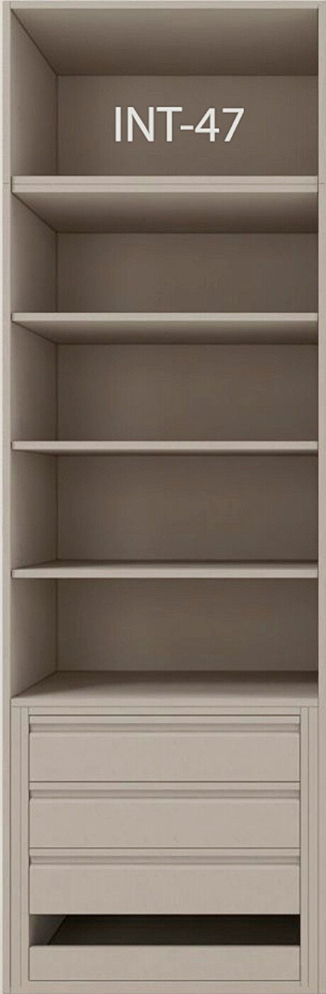 Interior de armario a medida con cajonera, barras y baldas modelo INT-47 de BNZ Mueble