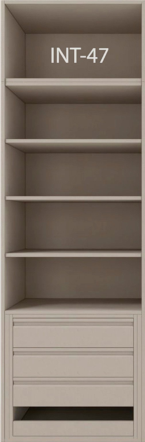 Interior de armario a medida con cajonera, barras y baldas modelo INT-47 de BNZ Mueble