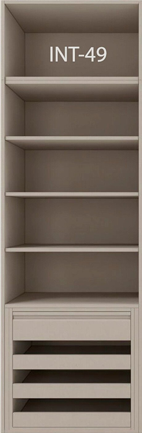 Interior de armario a medida con cajonera, barras y baldas modelo INT-49 de BNZ Mueble