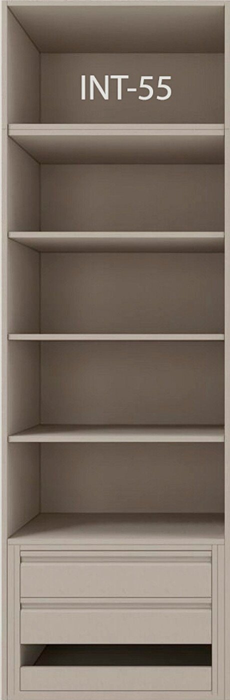 Interior de armario a medida con cajonera, barras y baldas modelo INT-55 de BNZ Mueble