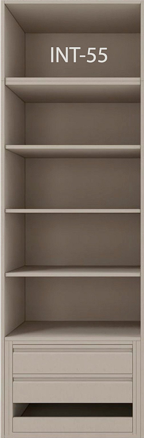Interior de armario a medida con cajonera, barras y baldas modelo INT-55 de BNZ Mueble