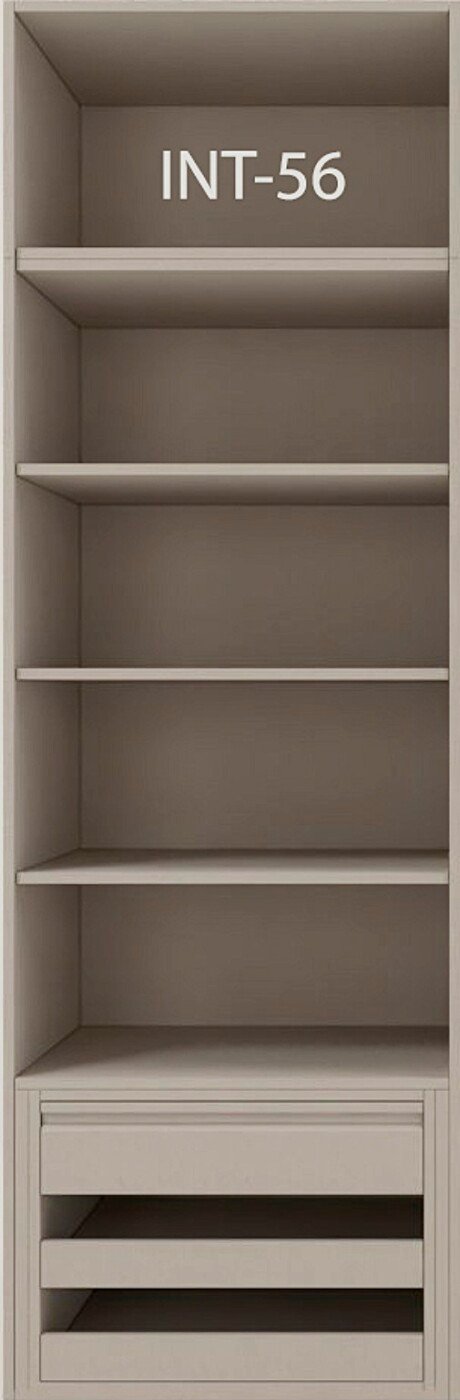 Interior de armario a medida con cajonera, barras y baldas modelo INT-56 de BNZ Mueble