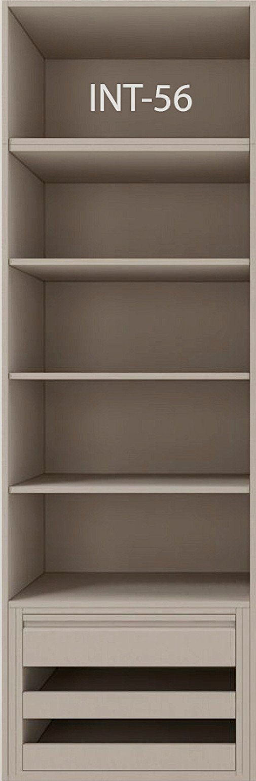 Interior de armario a medida con cajonera, barras y baldas modelo INT-56 de BNZ Mueble