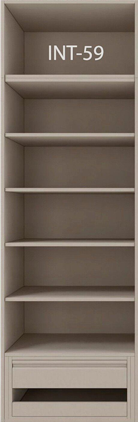 Interior de armario a medida con cajonera, barras y baldas modelo INT-59 de BNZ Mueble