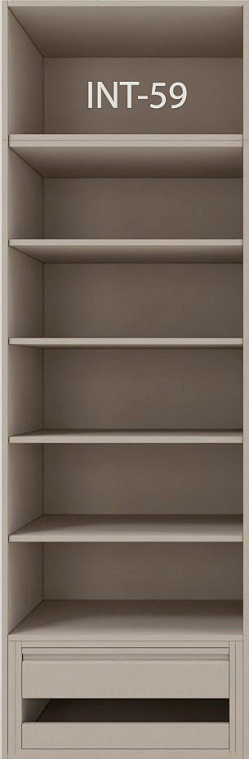 Interior de armario a medida con cajonera, barras y baldas modelo INT-59 de BNZ Mueble