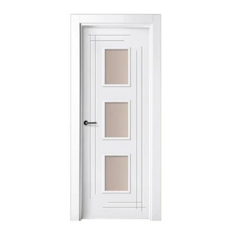 Puerta lacada blanca con vidriera modelo P-13 de BNZ Mueble