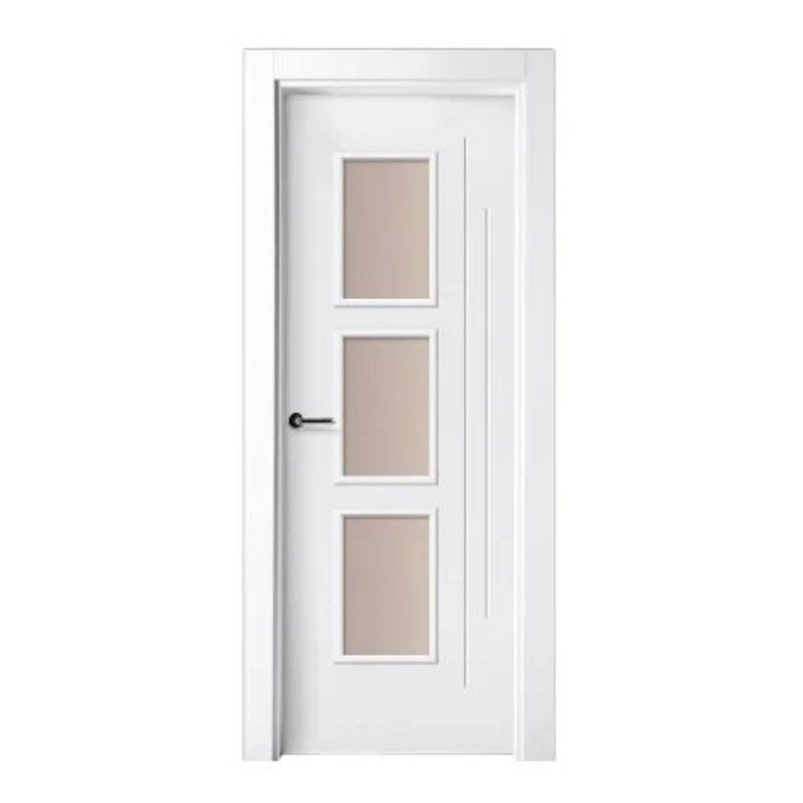 Puerta lacada blanca con vidriera modelo P-15 de BNZ Mueble