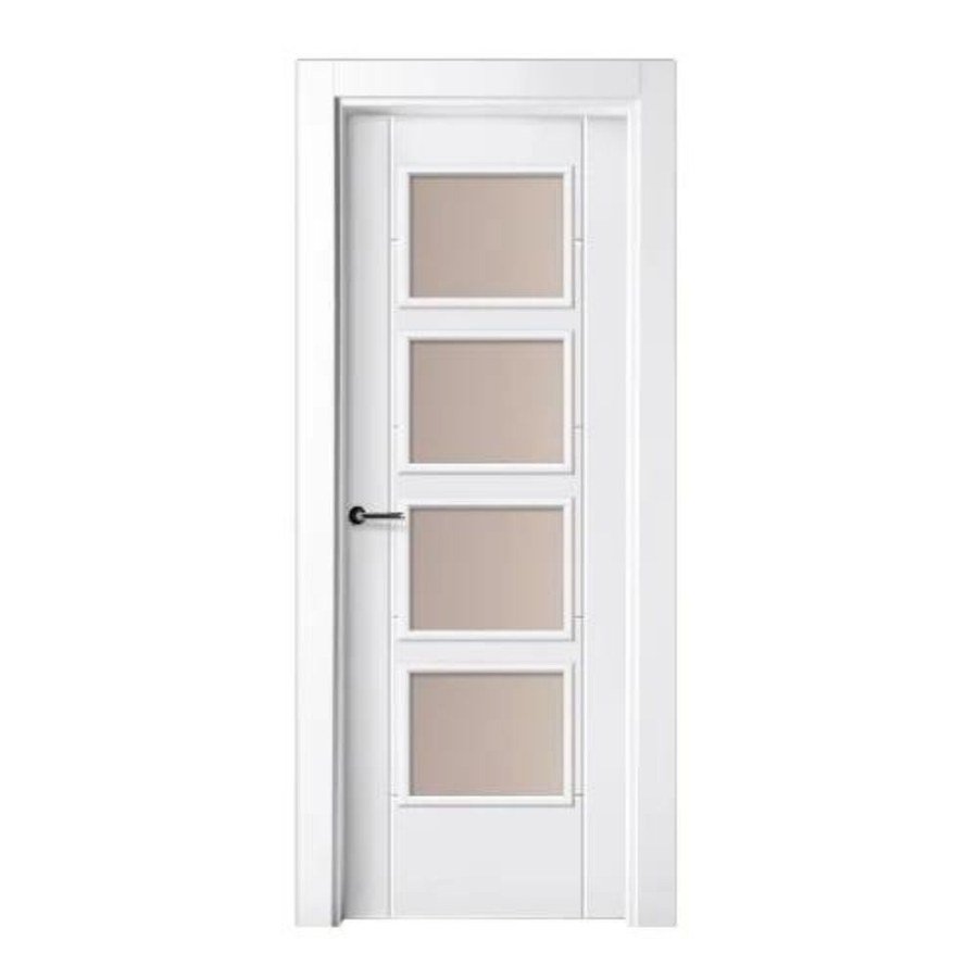 Puerta lacada blanca con vidriera modelo P-28 de BNZ Mueble