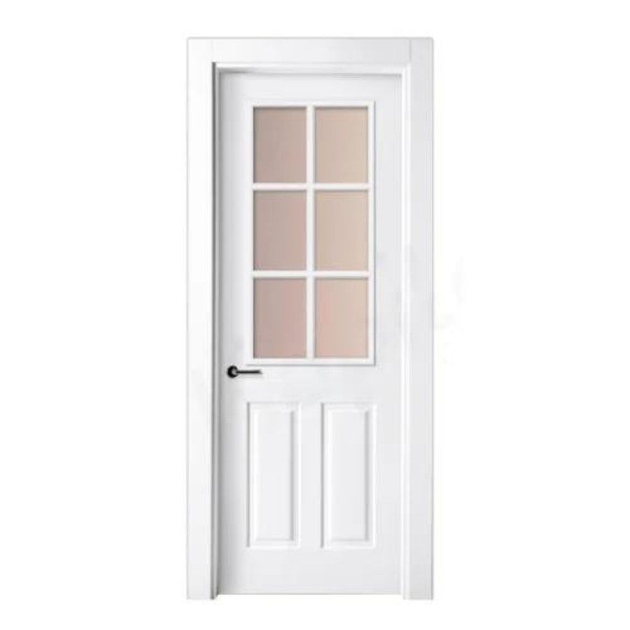 Puerta lacada blanca con vidriera modelo P-32 Puerta lacada blanca con vidriera modelo P-32 de BNZ Mueble