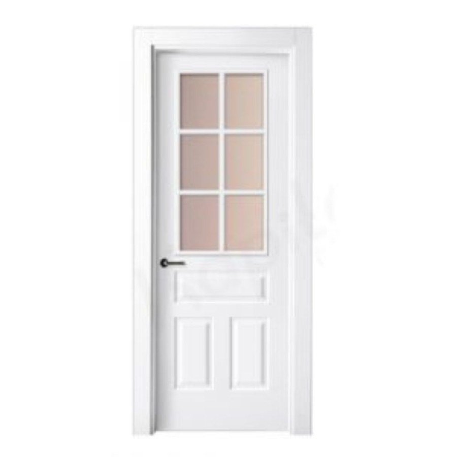 Puerta lacada blanca con vidriera modelo P-42 de BNZ Mueble